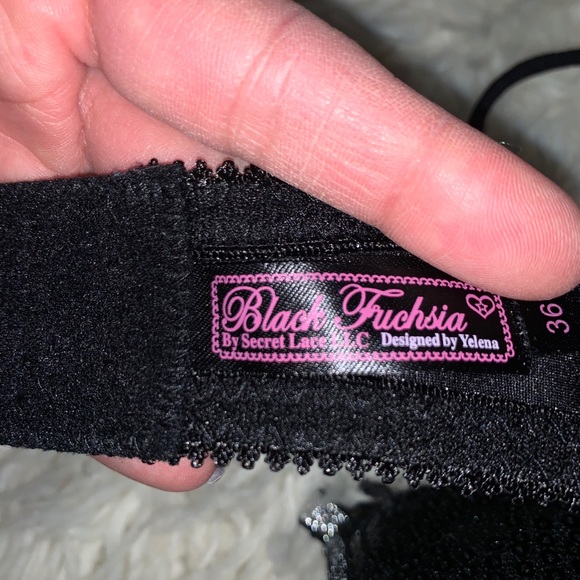 NWOT Black Fuchsia Sequin Bra 36C mega push up - Picture 3 of 3